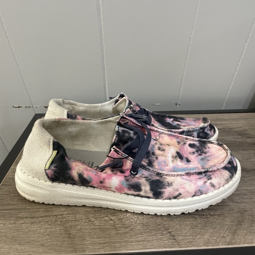 Hey Dude Wendy Tie Dye Pink/black  Women's 6‎  Slip On Rare Pink Shoes School